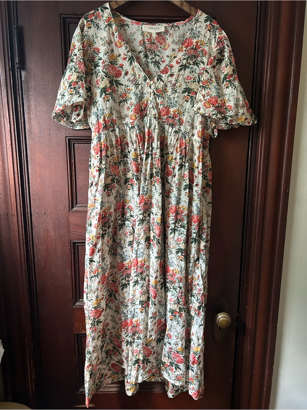 THE GREAT. The Wish Dress Floral V-Neck Flowy Midi Size Medium Boho Cottagecore - Picture 3 of 9
